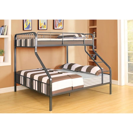 Homeroots Caius Twin xL and amp; Queen Bunk Bed Gunmetal 285316